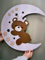 چراغ خواب و دیوارکوب خرس وماه خوابیده ونشسته - تصویر 3